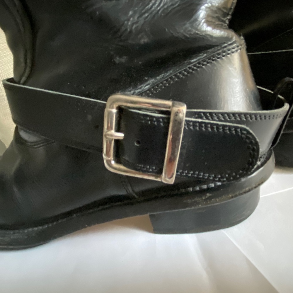 Chloe black leather high boots biker-riding biker motor 37 Italy sipper knee hi - Picture 8 of 10